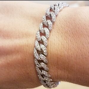 New CUBAN 925 Sterling silver CZ 7" 8"  Bracelet